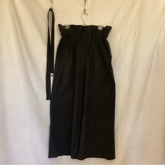 Brunello Cucinelli high waisted belted black cotton wide leg pants. - Picture 1 of 9